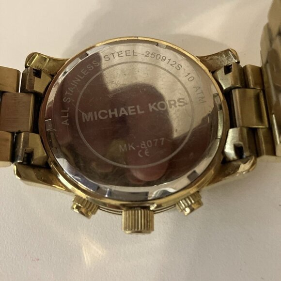 Michael Kors MK5384 Gold Wrist Watch Women Preowned Needs Battery. - Picture 5 of 6